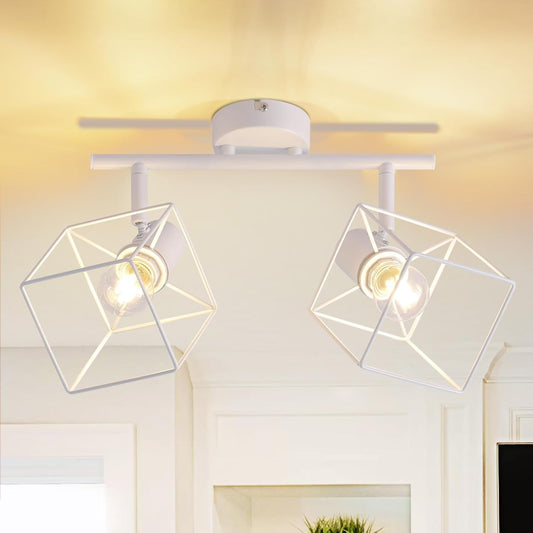 ZMH Deckenstrahler Deckenlampe 2 Flammig - E14 Deckenspots Deckenleuchte Wei? 350¡ã Schwenkbar Modern Wohnzimmerlampe K¨¹chenlampe Flurlampe f¨¹r Schlafzimmer B¨¹ro - Ohne Leuchtmittel