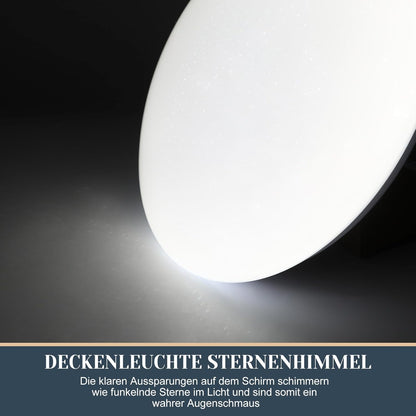 ZMH Deckenlampe LED Deckenleuchte Schlafzimmer - Küchenlampe Decke Kinderzimmerlampe Sternhimmel Ø25cm Neutralweiß 12W 4000K Deckenbeleuchtung Flur Rund Flurlampe für Kinderzimmer Wohnzimmer