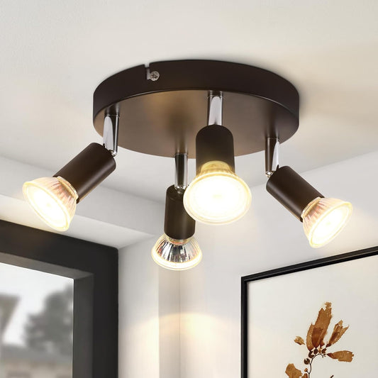 ZMH Deckenspots Schwarz 4 Flammig Schwenkbar - LED Deckenstrahler GU10 Metall Deckenlampe Modern Wohnzimmerlampe f¨¹r Schlafzimmer K¨¹che Gang Esszimmer