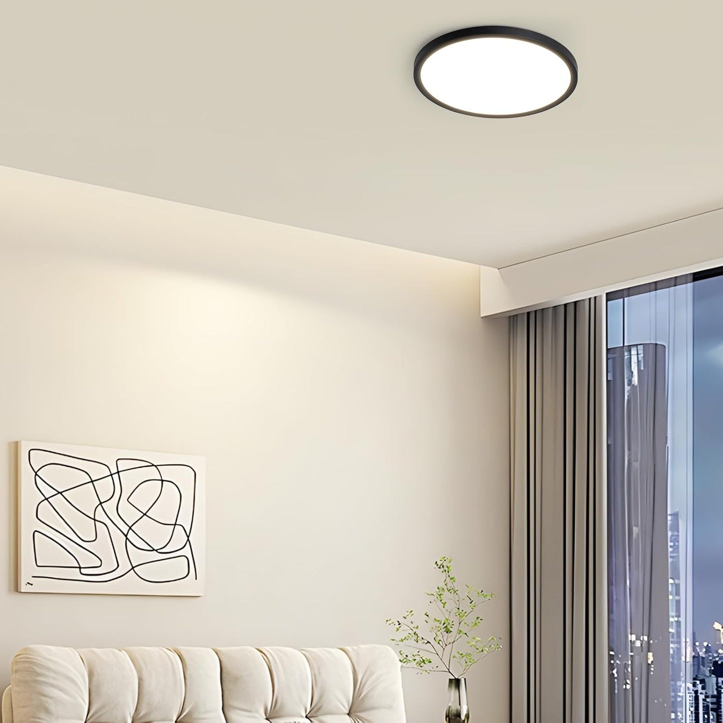 ZMH Deckenlampe LED Deckenleuchte Badezimmer - Ø22cm Badezimmerlampe Flach 18W Rhombenplatte Flurlampe Schwarz Küche 3000K Rund Küchenlampe Warmweiß Badlampe IP44 für Flur Bad Schlafzimmer