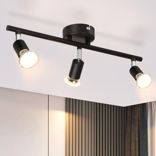 ZMH Deckenstrahler Schwarz 3 Flammig Deckenleuchte - Deckenspots Schwenkbar GU10 330¡ã Drehb Metall Deckenlampe Modern Wohnzimmerlampe f¨¹r Schlafzimmer K¨¹che Flur Esszimmer