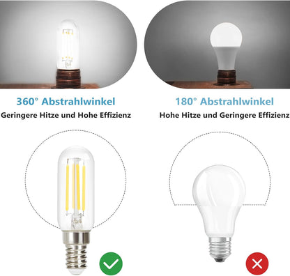 ZMH E14 LED Kaltweiß Glühbirnen Vintage - T25 LED Leuchtmittel Lampe 6000K E14 Birnen 4W Energiesparlampe Light Bulbs Edison Glühlampen Filament Dunstabzugshaube Glas 360° Abstrahlwinkel 4 Stück