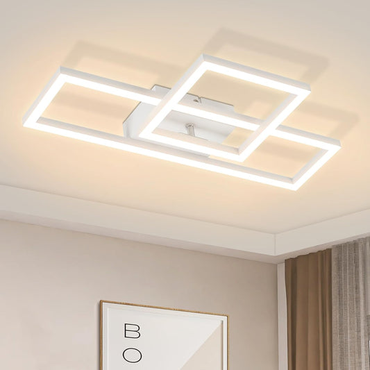 ZMH Deckenlampe LED Deckenleuchte Wohnzimmer - 20W Modern Design K¨¹chenlampe Warmwei? Schlafzimmerlampe Eckig Deckenbeleuchtung Wei? f¨¹r Schlafzimmer Flur B¨¹ro