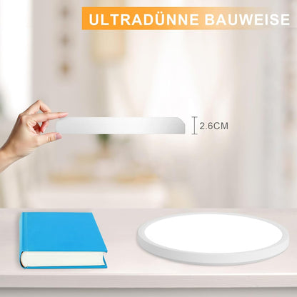 Deckenlampe LED Deckenleuchte Badezimmer - Badezimmerlampe Flach Ø30cm Rhombenplatte Küchenlampe Rund Schlafzimmerlampe Weiß 24W Flurlampe 3000K Badlampe für Bad Küche Flur Schlafzimmer