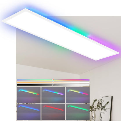 ZMH LED Panel 100x25 Deckenleuchte - Deckenpanel Dimmbar Lang Tageslichtlampe GRB Backlight Farbwechsel Bürolampe Flach Büro 39W Deckenlampe Küchenlampe für Werkstatt Flur Küche Wohnzimmer