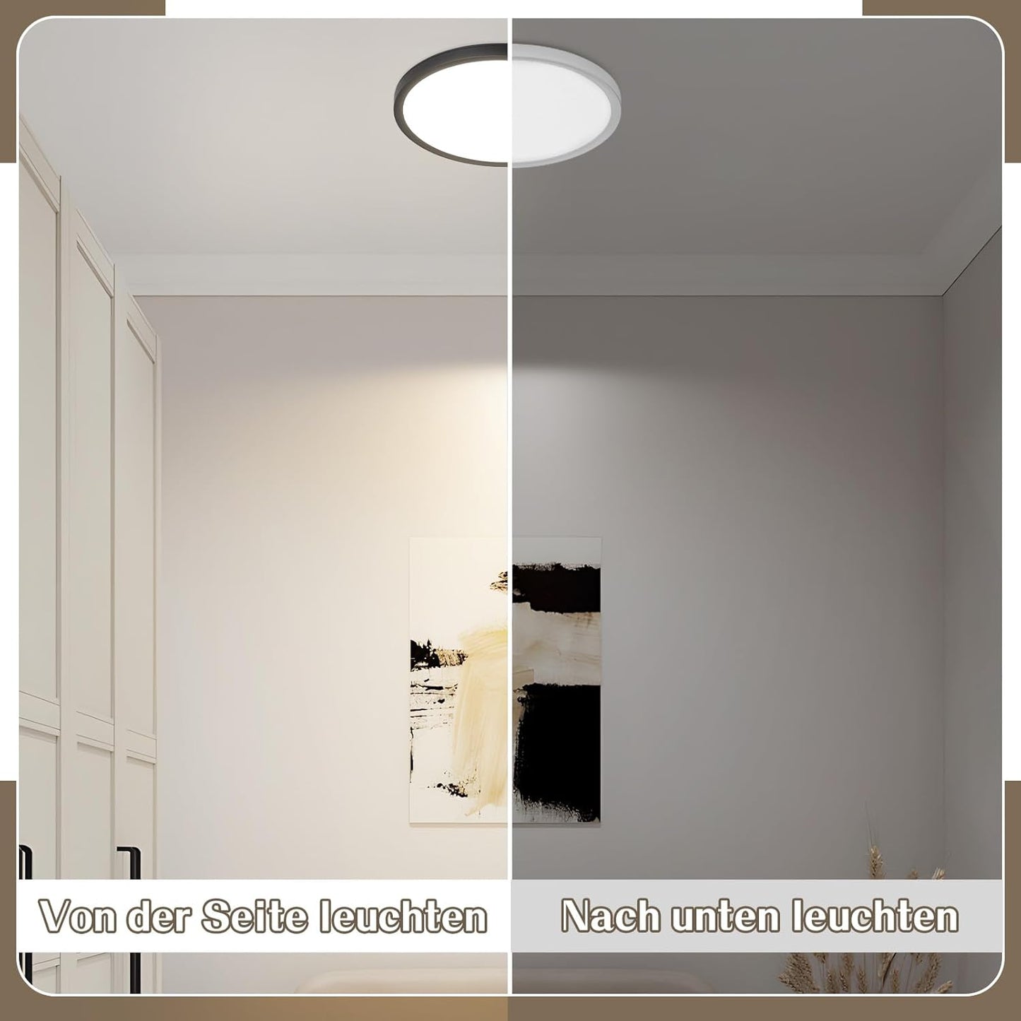 Deckenlampe LED Deckenleuchte Flach - Schlafzimmerlampe 18CM Badezimmerlampe 15W Küchenlampe Schlafzimmer Schwarz Deckenbeleuchtung Flurlampe Decke Badlampe 4000K für Küche Flur