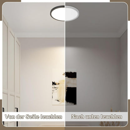 Deckenlampe LED Deckenleuchte Flach - Schlafzimmerlampe 18CM Badezimmerlampe 15W Küchenlampe Schlafzimmer Schwarz Deckenbeleuchtung Flurlampe Decke Badlampe 4000K für Küche Flur