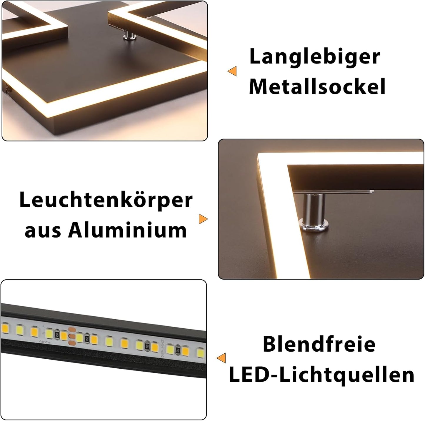 ZMH  Deckenlampe LED Deckenleuchte Wohnzimmer - 32W Dimmbar Wohnzimmerlampe Modern Design Schwarz Küchenlampe mit Fernbedienung Schlafzimmerlampe Flur Metall Deckenleuchten für Küche Esszimmer