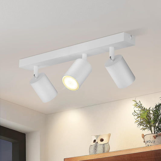 ZMH LED Deckenleuchte Wei? Deckenstrahler: GU10 Deckenlampe Spots 3 Flammig 350¡ãSchwenkbar Deckenspots Modern Flurlampe Industrial Wandstrahler f¨¹r Wohnzimmer Schlafzimmer K¨¹che Ohne Leuchtmittel
