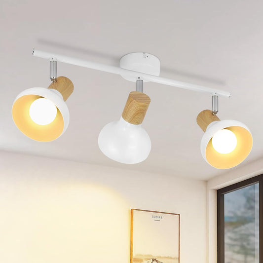 ZMH Deckenstrahler 3 Flammig Deckenleuchte Vintage - Deckenlampe Flur Wei? Deckenspots E14 Strahler Innen Industrial Metall 350¡ãSchwenkbar Spots f¨¹r Schlafzimmer Wohnzimmer(Ohne Leuchtmittel)