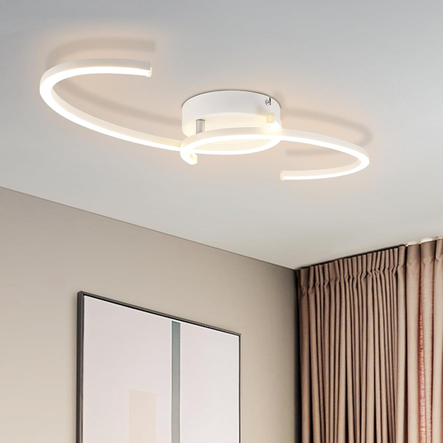 ZMH Deckenlampe LED Deckenleuchte Küche - 24W Wohnzimmerlampe Moderne Design Schlafzimmerlampe 3000K Warmweiß Wohnzimmer Küchenlampe 330° Drehbarer weiß Deckenlampen für Schlafzimmer Esszimmer