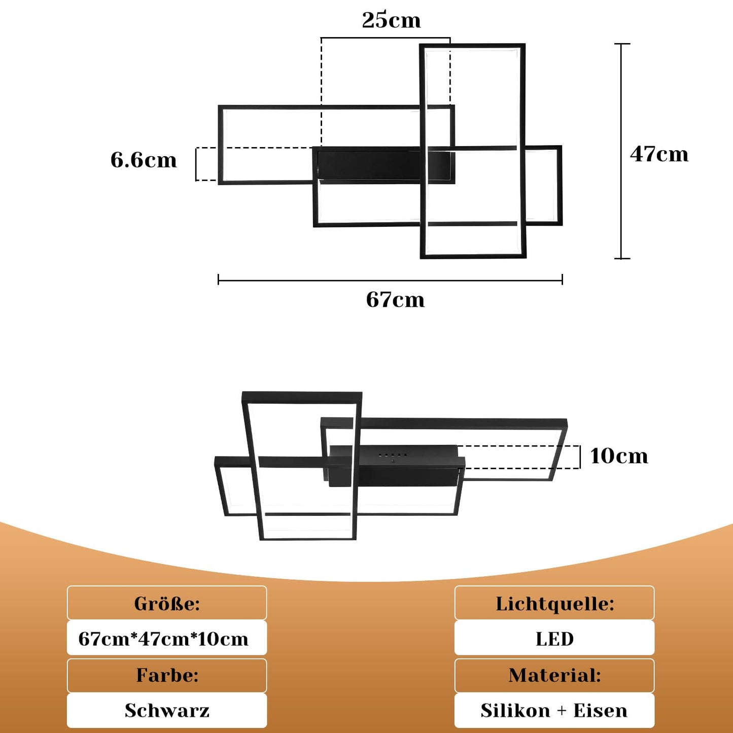 ZMH LED Deckenleuchte Modern Warmweiß Deckenlampe Geometrisch Wandlampe Schwarz Multifunktional Deckenbeleuchtung 35W für Wohnzimmer Schlafzimmer Flur