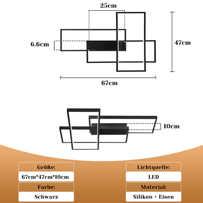 ZMH LED Deckenleuchte Modern Warmweiß Deckenlampe Geometrisch Wandlampe Schwarz Multifunktional Deckenbeleuchtung 35W für Wohnzimmer Schlafzimmer Flur