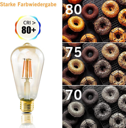 ZMH 6x LED Vintage Edison Glühbirne E27 4W Retro Glühlampe ST64 Leuchtmittel LED Filament Dekorative Lampen 2700K Warmweiß Licht Antike Beleuchtung für Haus Café Bar Restaurant ZMH-Lichtstein