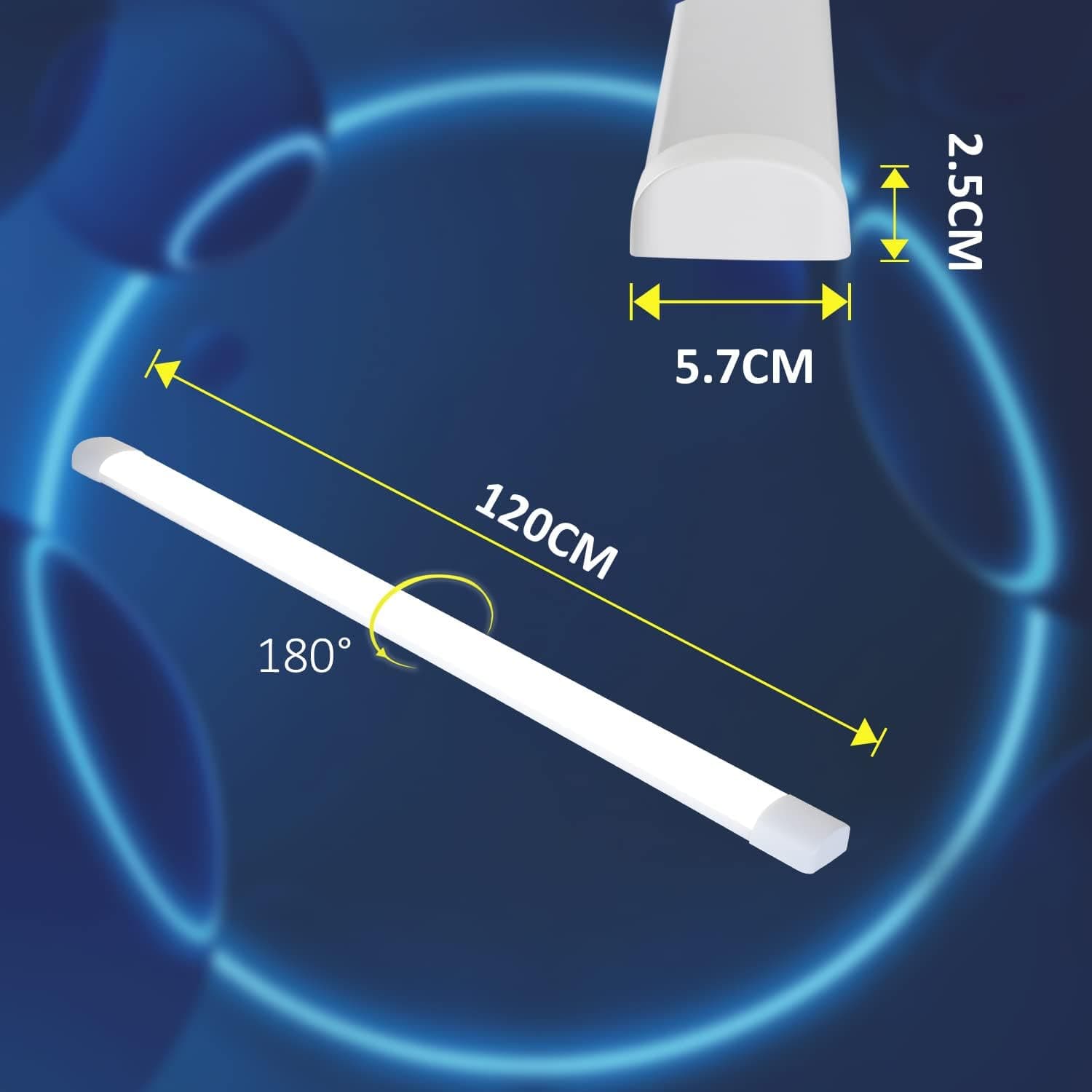 ZMH LED Deckenleuchte 120CM Deckenlampe - 36W 3850LM Werkstattlampe Kellerlampe Flach Neutralweiß 4000K Küchenlampe Energiesparen Röhre Abstrahlwinkel 180 ° für Garage Küche Warenhaus Büro Keller ZMH-Lichtstein