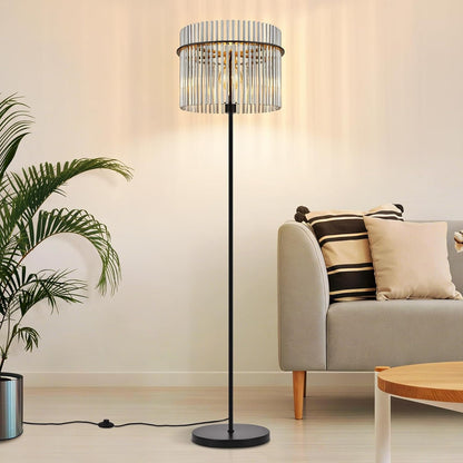 ZMH Stehlampe Schwarz Stehleuchte Glas Standleuchte Wohnzimmer E27