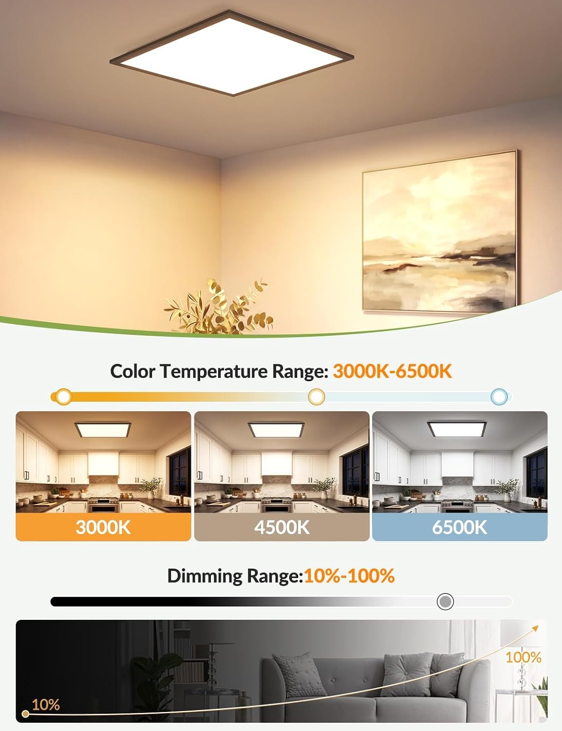 ZMH LED Deckenleuchte 45x45cm Dimmbar LED Panel Weiß Deckenlampe