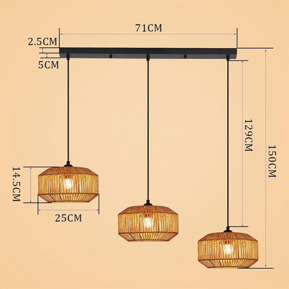 ZMH Pendelleuchte Boho Hängelampe Rattan Lampe Hängend Höhenverstellbar