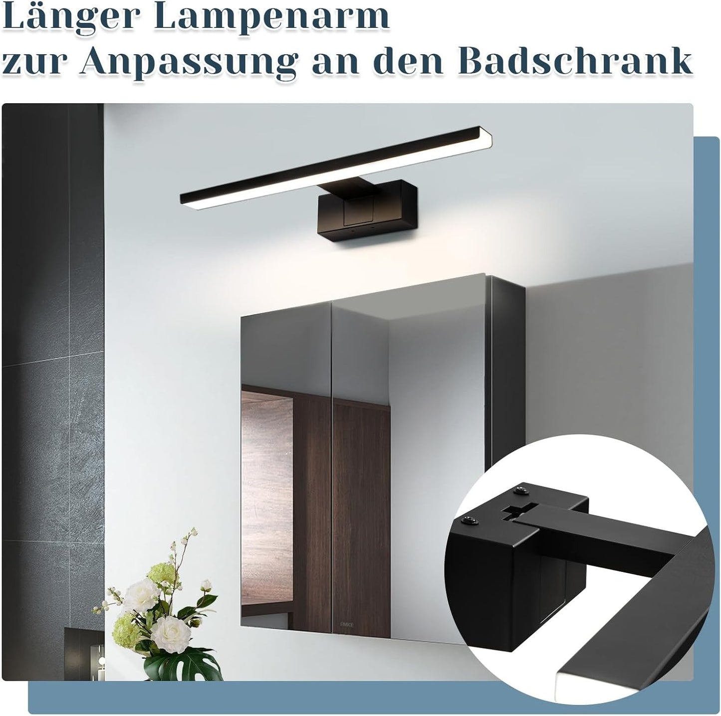 ZMH LED Spiegelleuchte Bad 30-40CM 6W Spiegellampe Badezimmer 4000K