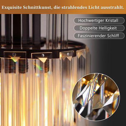 ZMH Deckenleuchhte Kristall Moderne Deckenlampe Schwarz Kronleuchter Vintage Flurlampe Decke Schlafzimmerlampe E27 Küchenlampe