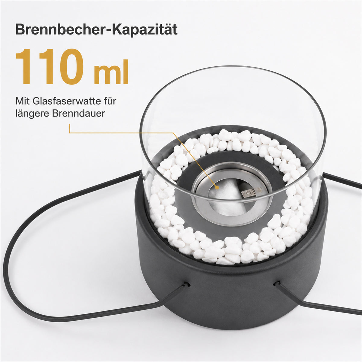 ZMH Bio-Ethanol Tischfeuer mit Tragegriff – Zylindrisch, Tragbar für Innen & Außen