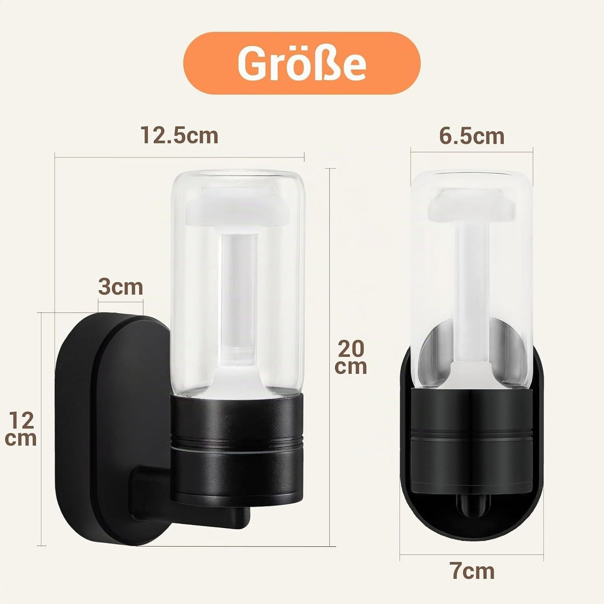 ZMH LED Wandleuchte Aussen Außenlampe Schwarz 10W 3000K Glas