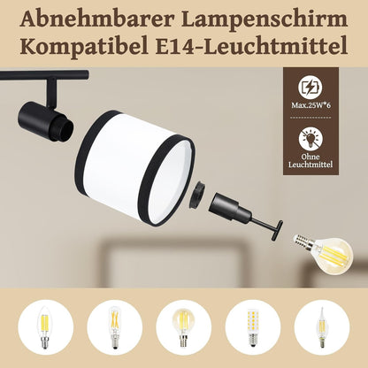 ZMH Deckenstrahler 6-1 Flammig Deckenlampe Deckenleuchte E14 Retro