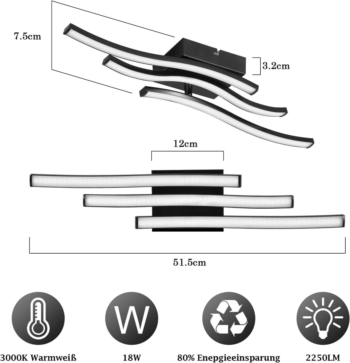 ZMH  LED Deckenlampe Schlafzimmer Deckenleuchte: Modern
