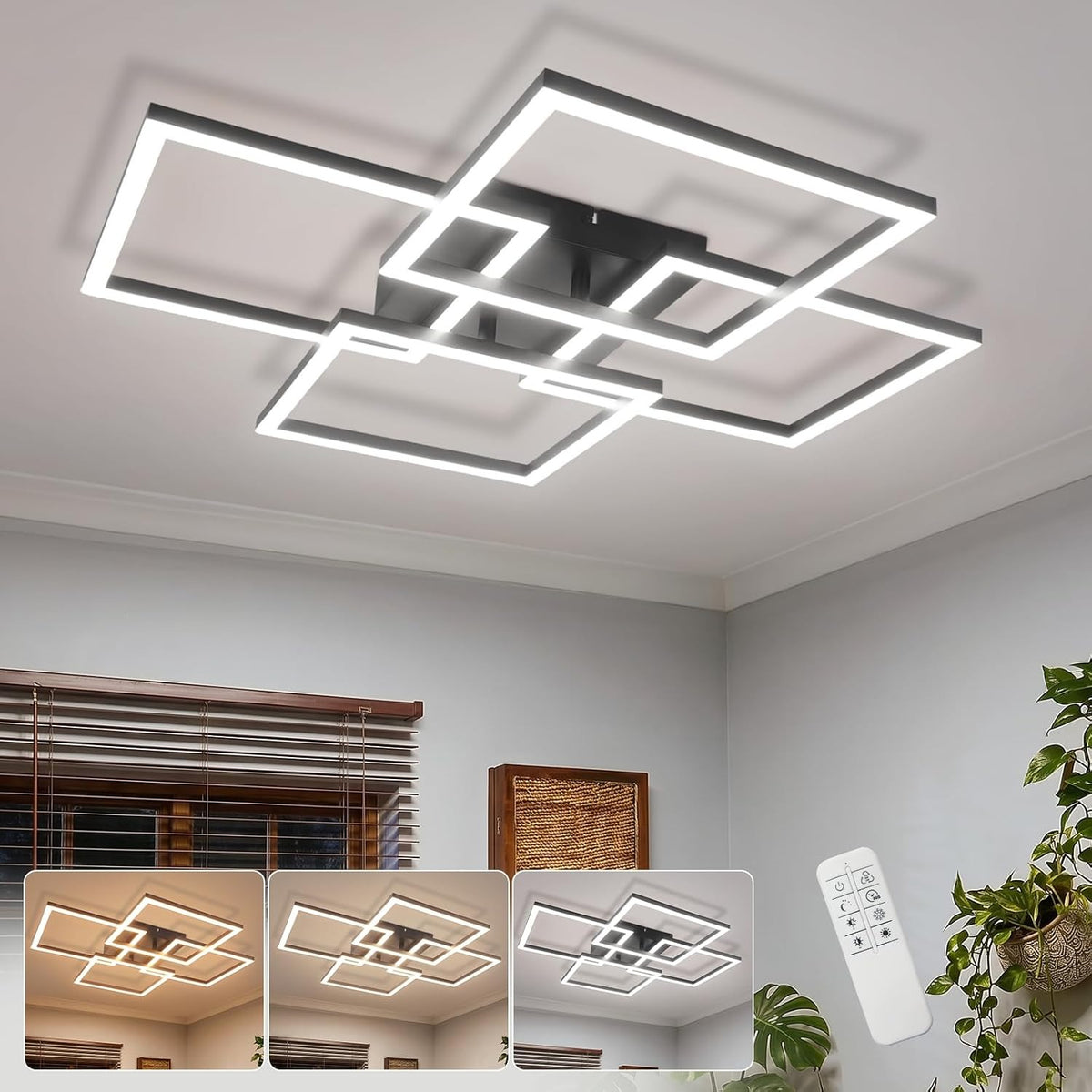 ZMH LED Deckenlampe, 31W Deckenleuchte Wohnzimmer mit Fernbedienung