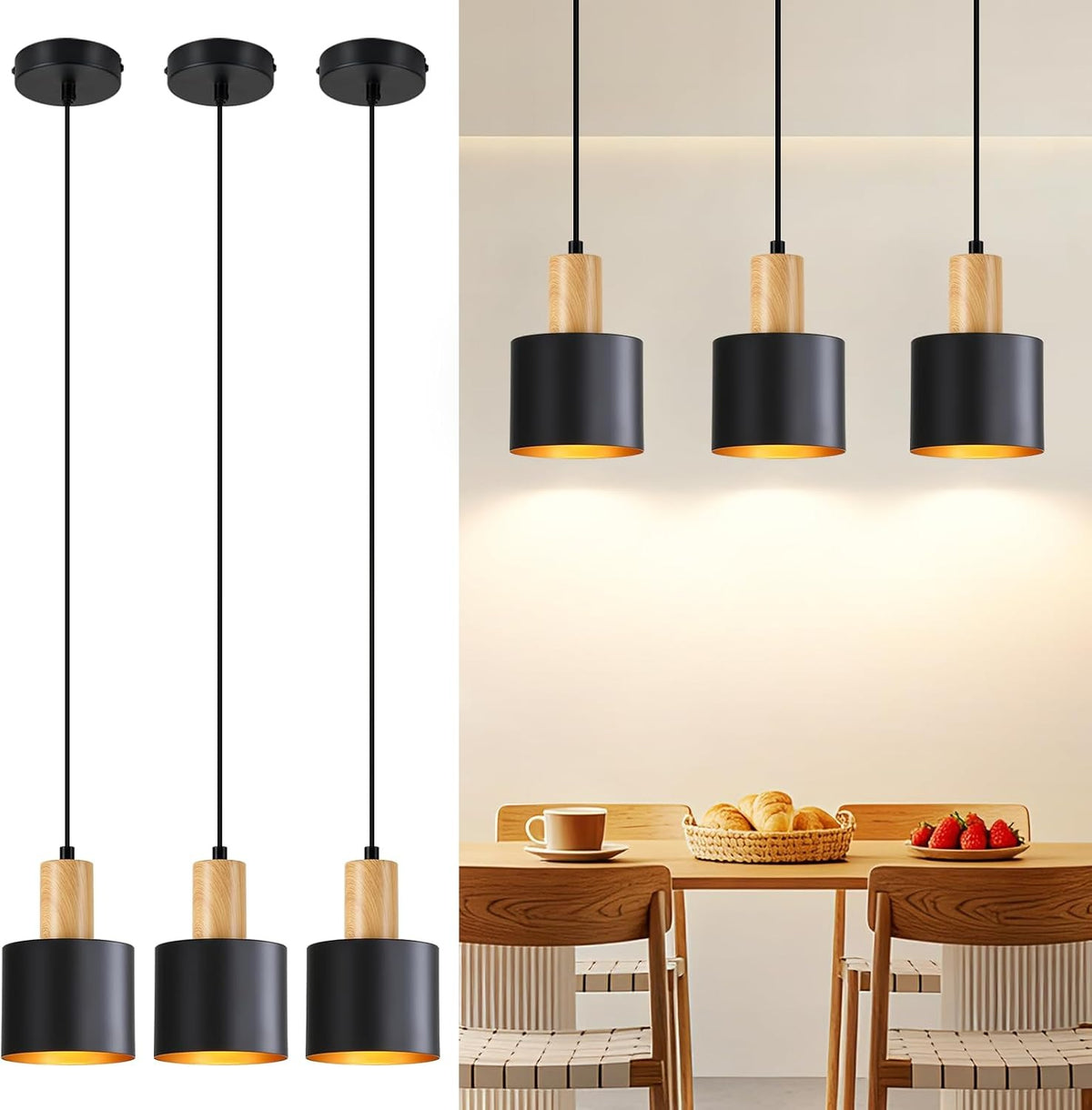 ZMH Pendelleuchte Esstisch E27 Hängelampe Vintage Küchenlampe