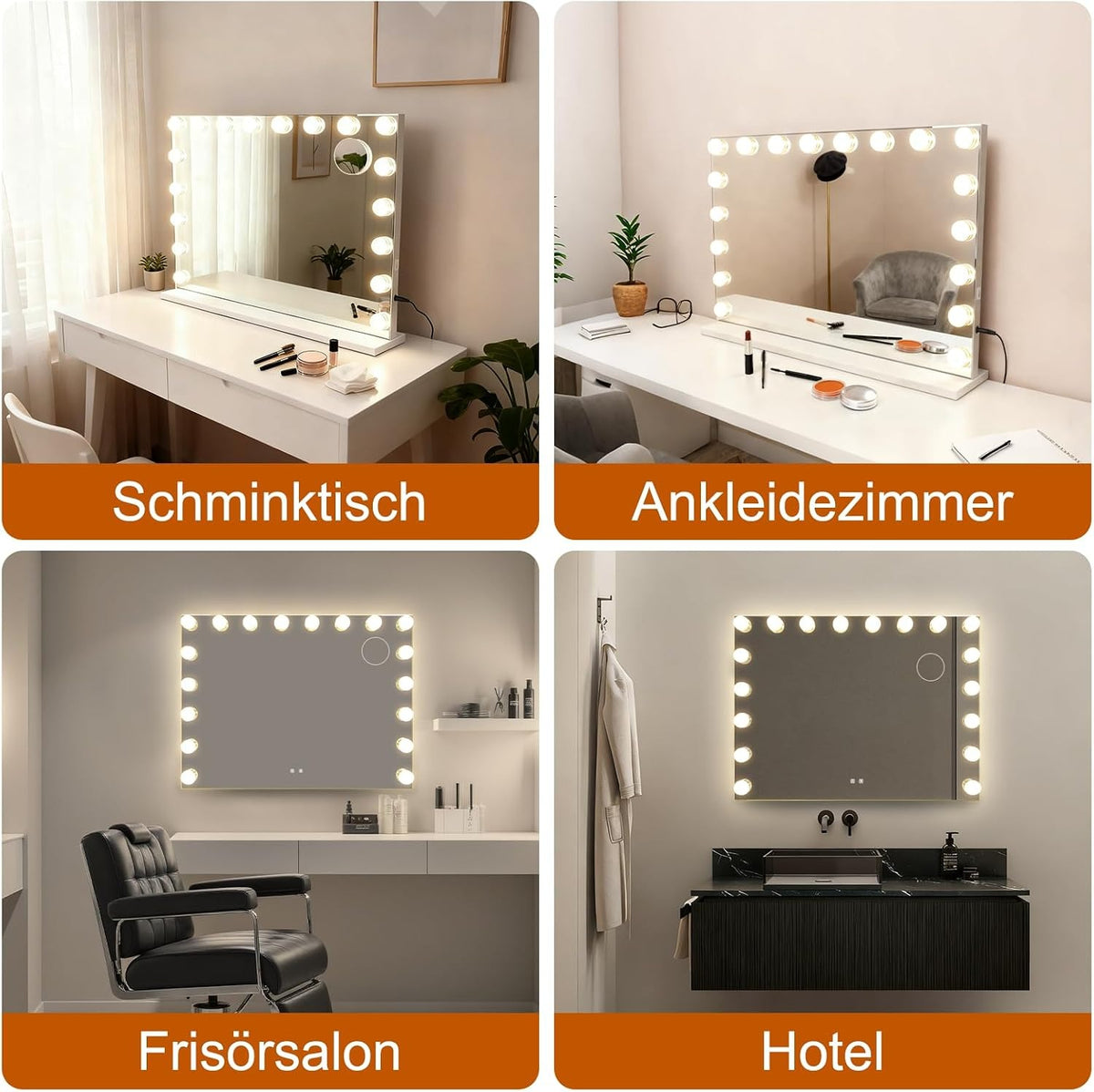 ZMH Schminkspiegel Mit Beleuchtung,80 x 60 cm Groß Hollywood Spiegel