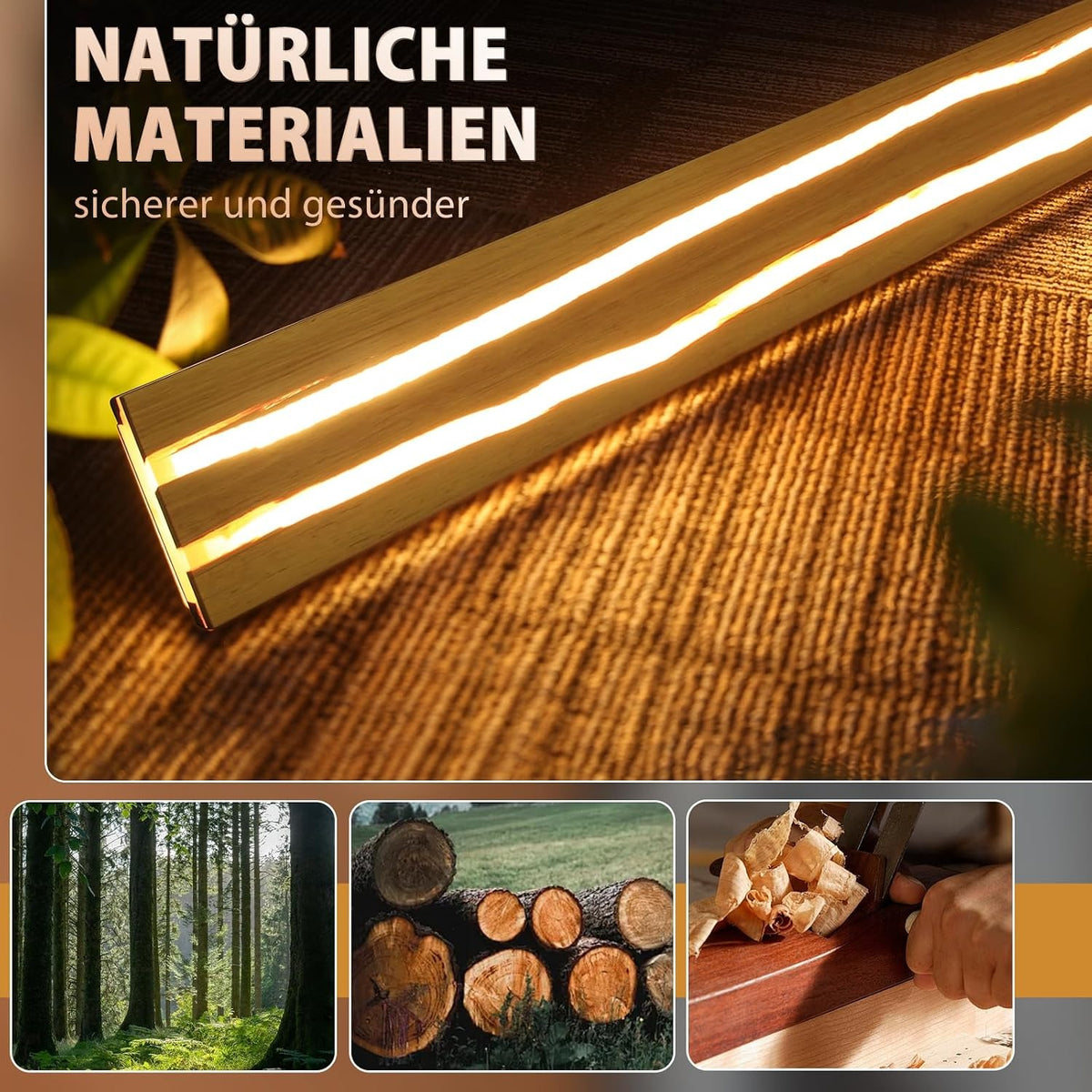 ZMH LED Wandleuchte innen Holz 80CM Wandlampe Wohnzimmer 13W Modern Design