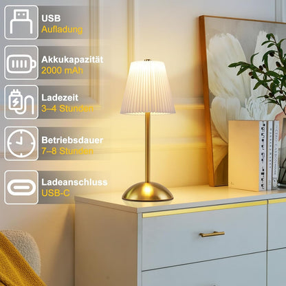 ZMH Tischlampe Kabellos Nachttischlampe 2er Set LED Akku Tischleuchte Aufladbar