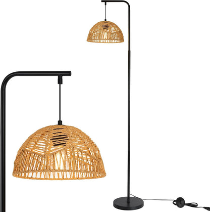 ZMH Stehlampe Rattan Stehleuchte Boho Standlampe 1 Flammig