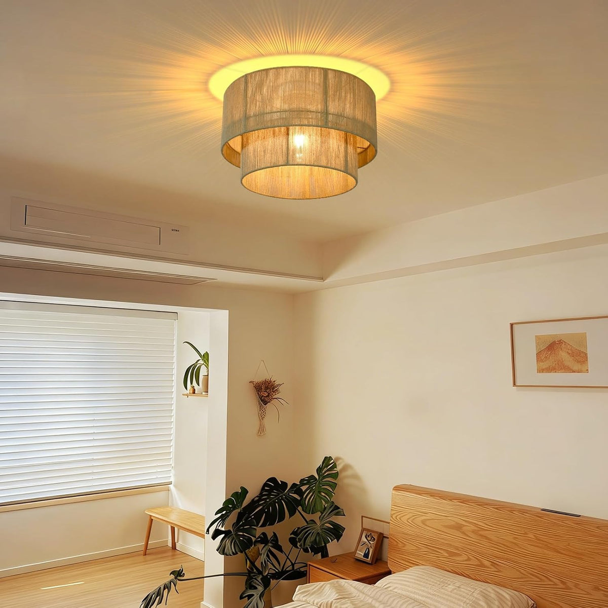 ZMH Deckenleuchte Boho Deckenlampe Schlafzimmer Ø40cm aus Juteschnur