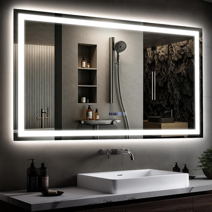 ZMH Spiegel Bad Badspiegel mit Beleuchtung,60x100cm LED Wandspiegel