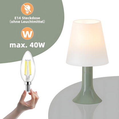 Nachttischlampe Wohnzimmer Tischleuchte mit Kabel - Tischlampe 2er Set Kleine Lampe Grün E14 Tischlampen Moderne Landhausstil für Esstisch Schlafzimmer - Ohne Leuchtmittel