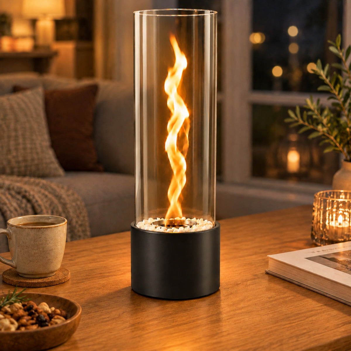 Bioethanol Tischkamin Groß 16 × 40,5 cm – Rauchfrei & Windgeschützt für Innen und Außen