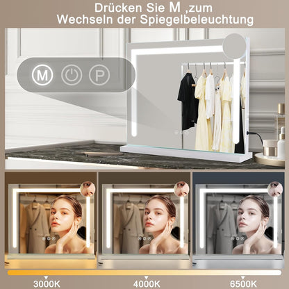 ZMH Schminkspiegel mit Beleuchtung,58x46cm LED Hollywood Tischspiegel