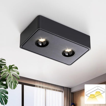 ZMH Spots Deckenleuchte LED Aufputz - Schwarz Aufbaustrahler mit 2 Flammig Deckenspots 14W Warmwei? Deckenstrahler Eckig Modern Spotbaken Flach Aufbauspot f¨¹r K¨¹che Wohnzimmer Esszimmer Korridor Flur