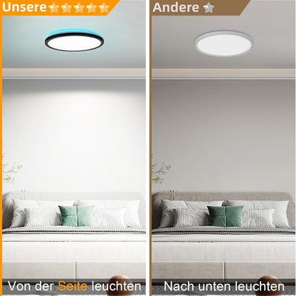 Deckenlampe LED Deckenleuchte Flach - Schlafzimmerlampe 30CM Badezimmerlampe 23W Küchenlampe Schlafzimmer Schwarz Deckenbeleuchtung Flurlampe Decke Badlampe 3000K-6500K für Küche Flur