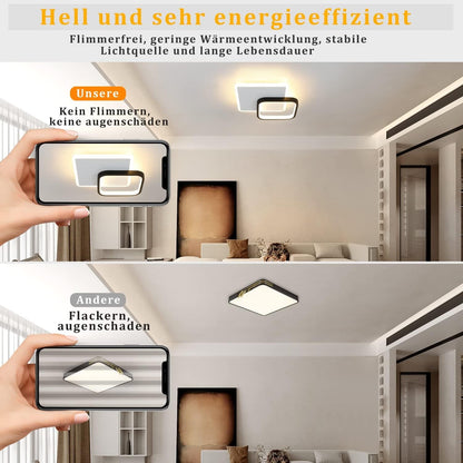 ZMH LED Deckenlampe Schlafzimmer Deckenleuchte - 3000K Warmweiß Schlafzimmerlampe 15W Acryl Modern Wohnzimmerlampe Rund Schwarz Design Deckenbeleuchtung für Wohnzimmer Esszimmer Küche Flur