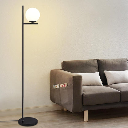ZMH Stehlampe Wohnzimmer Modern Standleuchte - Gold/Schwarz Industrial Stehleuchte mit Fußschalter Metall Design aus Weiß Glas Standlampe E27 Vintage Bodenlampe Kabel 2M für Schlafzimmer Büro kinderzimmer
