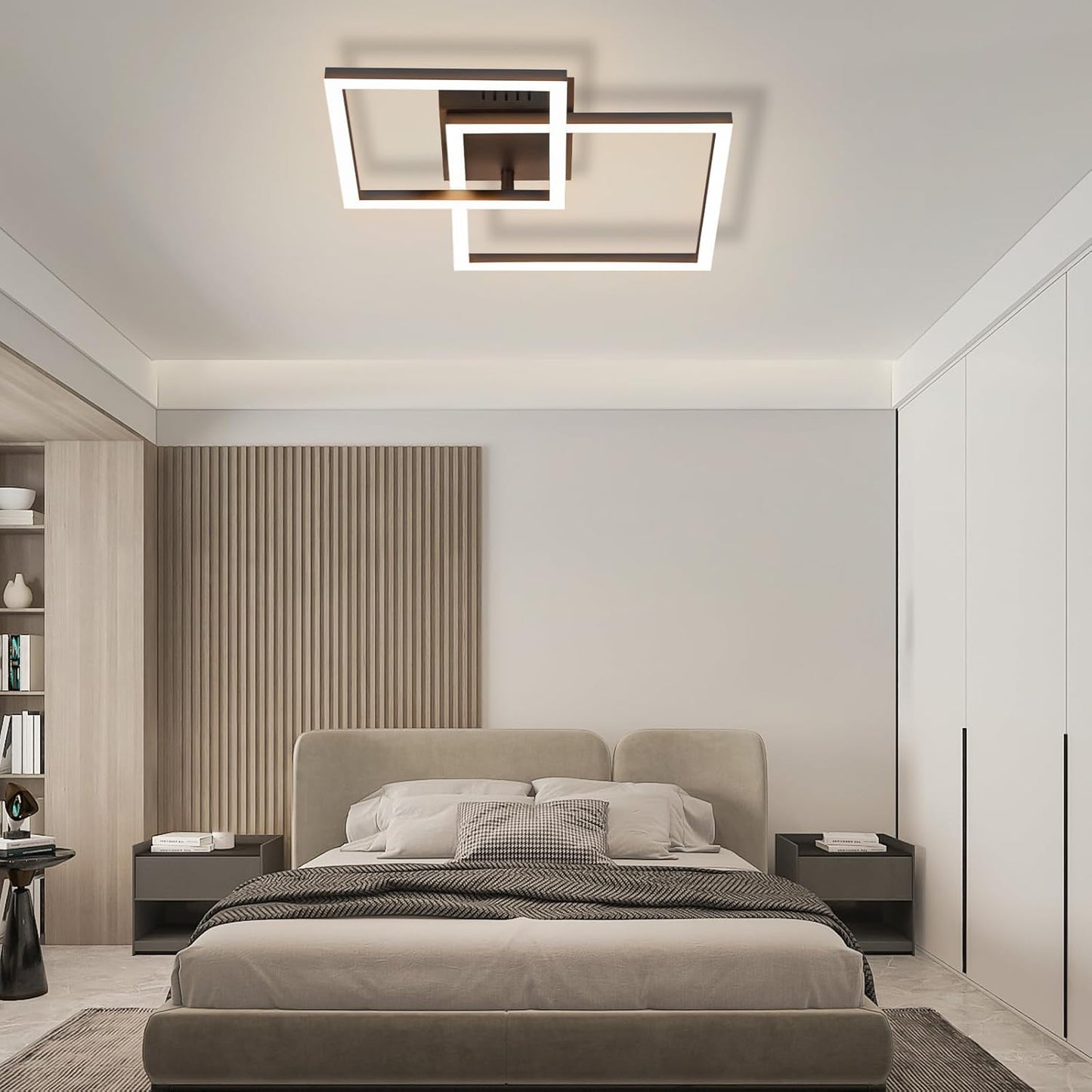 ZMH Deckenlampe LED Deckenleuchte Wohnzimmer - 20W Wohnzimmerlampe Warmweiß Schlafzimmerlampe Modern Design Schwarz Küche Lampe Eckig Deckenbeleuchtung für Schlafzimmer Flur Büro