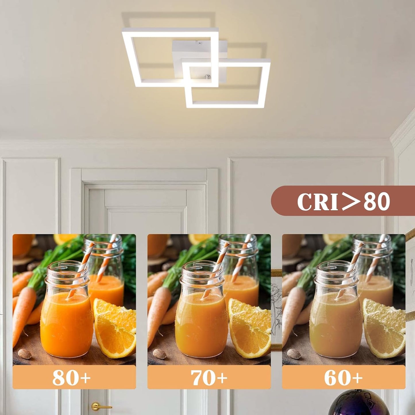 ZMH Deckenlampe LED Deckenleuchte Küche - Modern Küchenlampe 24W 4000K Wohnzimmerlampe Design Flurlampe Neutralweiß Schlafzimmerlampe Flur Deckenbeleuchtung Weiß für Kinderzimmer Schlafzimmer