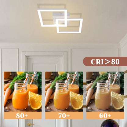 ZMH Deckenlampe LED Deckenleuchte Küche - Modern Küchenlampe 24W 4000K Wohnzimmerlampe Design Flurlampe Neutralweiß Schlafzimmerlampe Flur Deckenbeleuchtung Weiß für Kinderzimmer Schlafzimmer