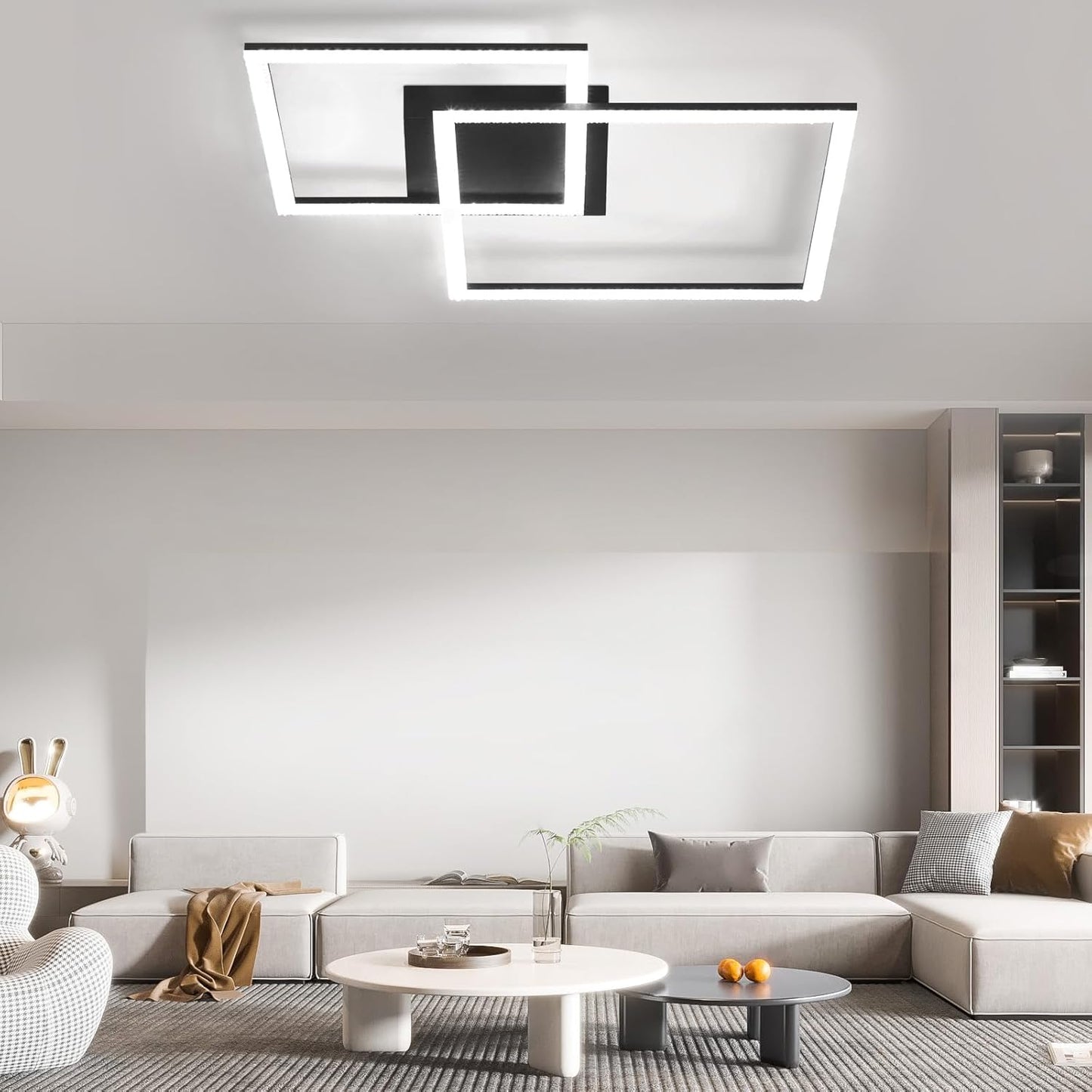 ZMH Deckenlampe LED Deckenleuchte Wohnzimmer - Wohnzimmerlampe Dimmbar Küchenlampe 54W Schwarz Schlafzimmerlampe Modern Design Quadraten Deckenbeleuchtung mit Fernbedienung für Schlafzimmer Küche
