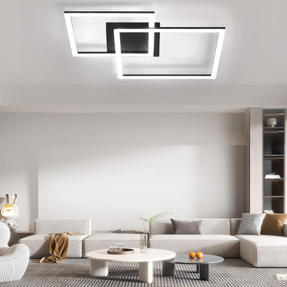 ZMH Deckenlampe LED Deckenleuchte Wohnzimmer - Wohnzimmerlampe Dimmbar Küchenlampe 54W Schwarz Schlafzimmerlampe Modern Design Quadraten Deckenbeleuchtung mit Fernbedienung für Schlafzimmer Küche