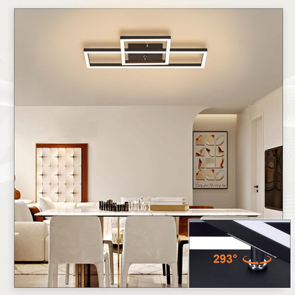 ZMH Deckenlampe LED Deckenleuchte Schwarz - 20W Wohnzimmerlampe Warmweiß Küchenlampe Modern Design Schlafzimmer Lampe Eckig Deckenbeleuchtung für Flur Küche Büro