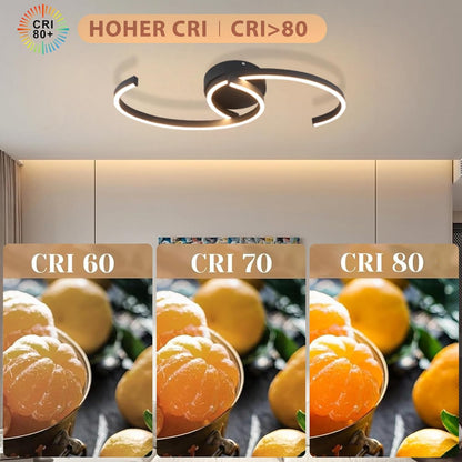 ZMH Deckenlampe LED Deckenleuchte Wohnzimmer - 24W Modern Design Wohnzimmerlampe Schwarz 3000K Warmweiß Küchenlampe Flur Schlafzimmerlampe 330° Drehbarer Metall Deckenleuchten für Küche Büro